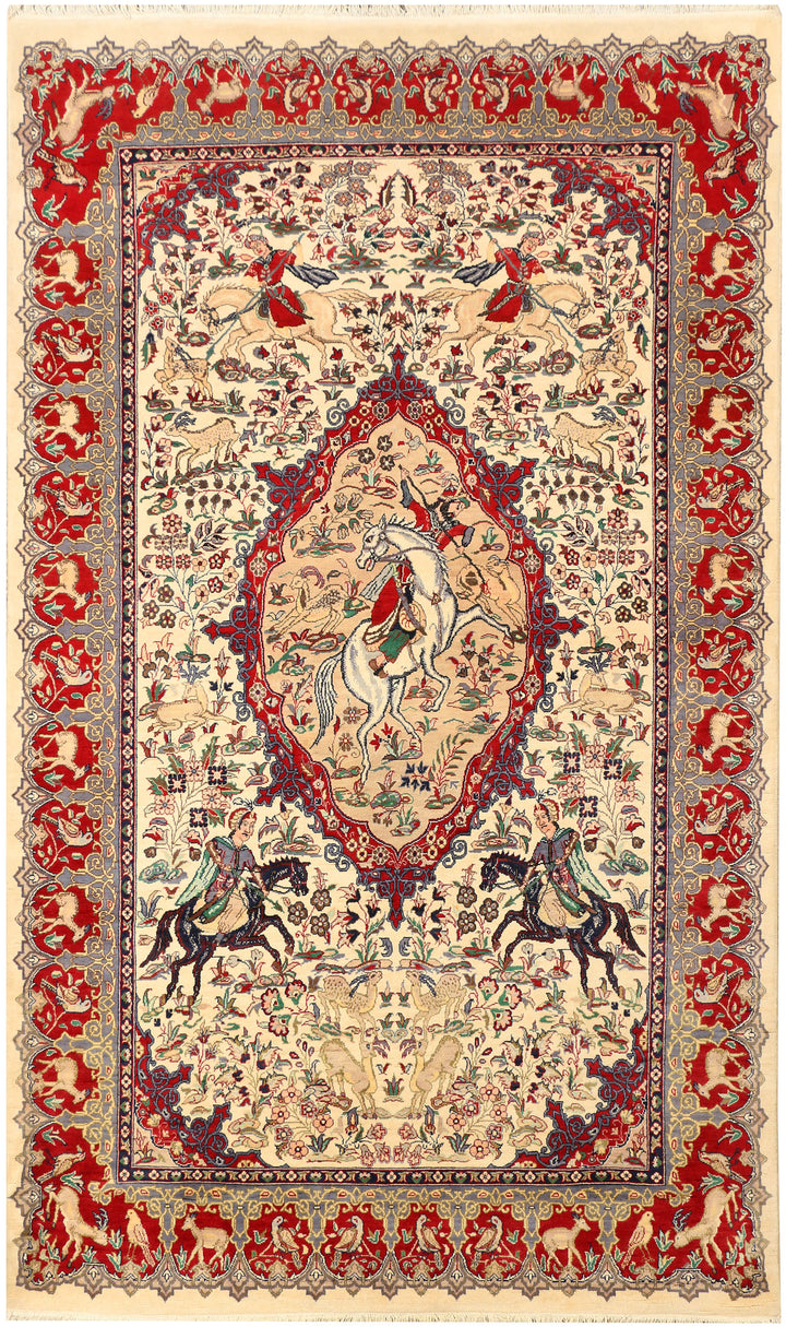 Cornsilk Hunting 4' 11 x 8' 4 - No. 44804 - ALRUG Rug Store