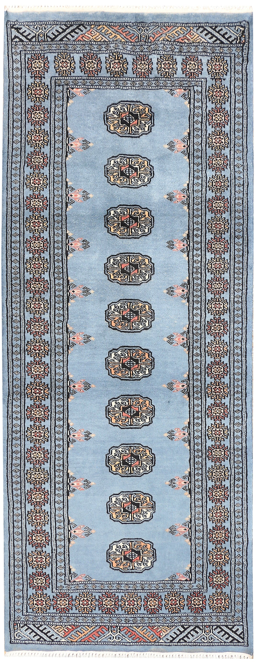 Light Steel Blue Bokhara 2' 6 x 6' 5 - No. 45122 - ALRUG Rug Store