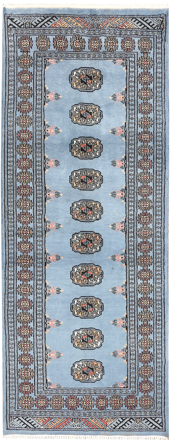 Light Steel Blue Bokhara 2' 6 x 6' 5 - No. 45122 - ALRUG Rug Store