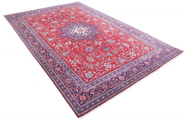 Red Afghan Mahal Rug 6'10" x 10'5" Hand-Knotted detail