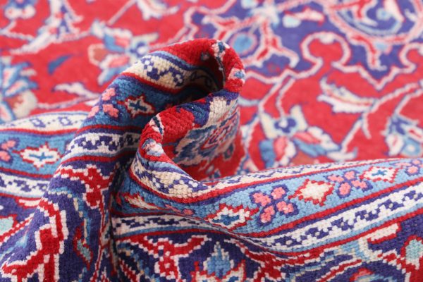 Red Afghan Mahal Rug 6'10" x 10'5" Hand-Knotted border
