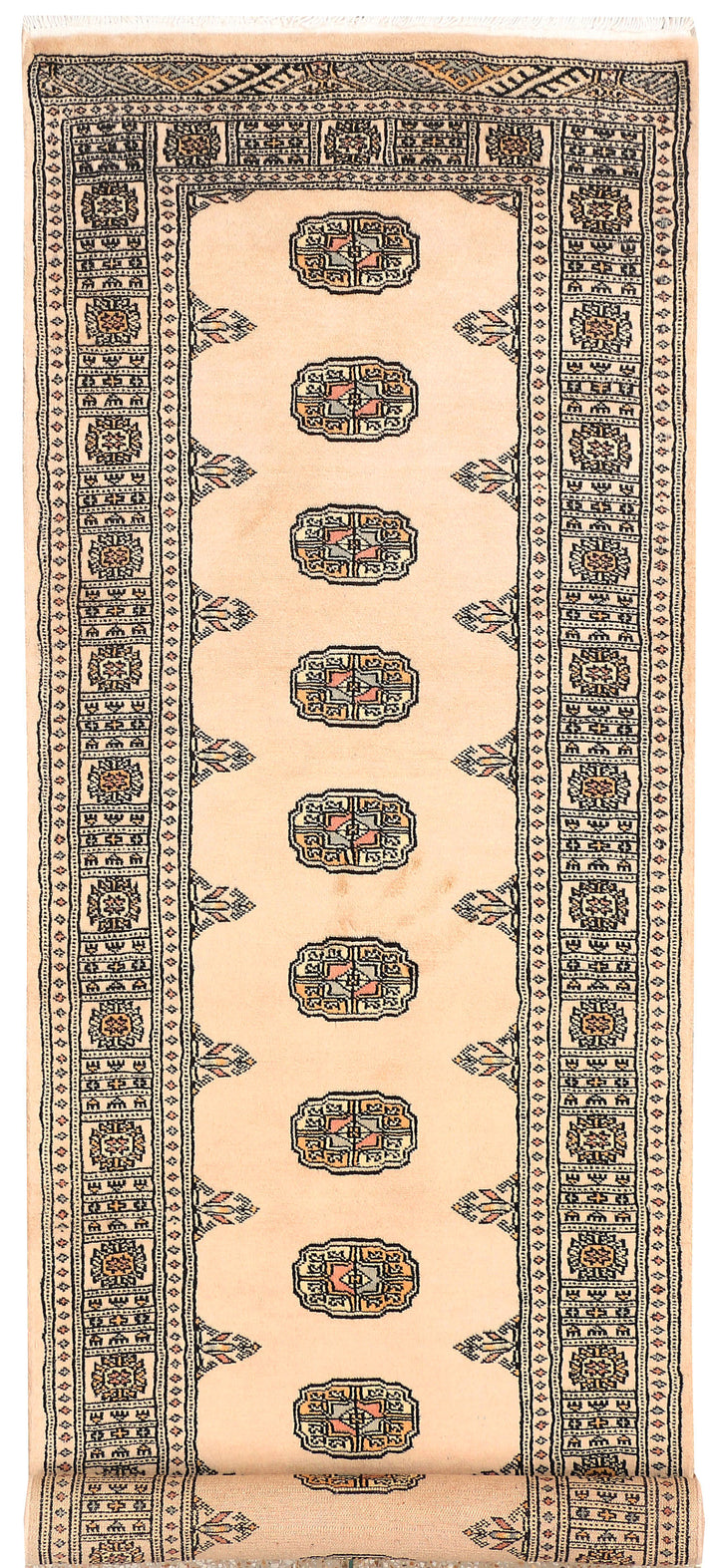 Antique White Bokhara 2'  7" x 8'  8" - No. QA99364