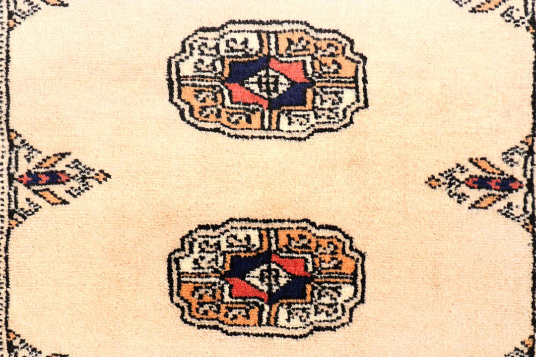 Antique White Bokhara 2'  7" x 10' " - No. QA13194