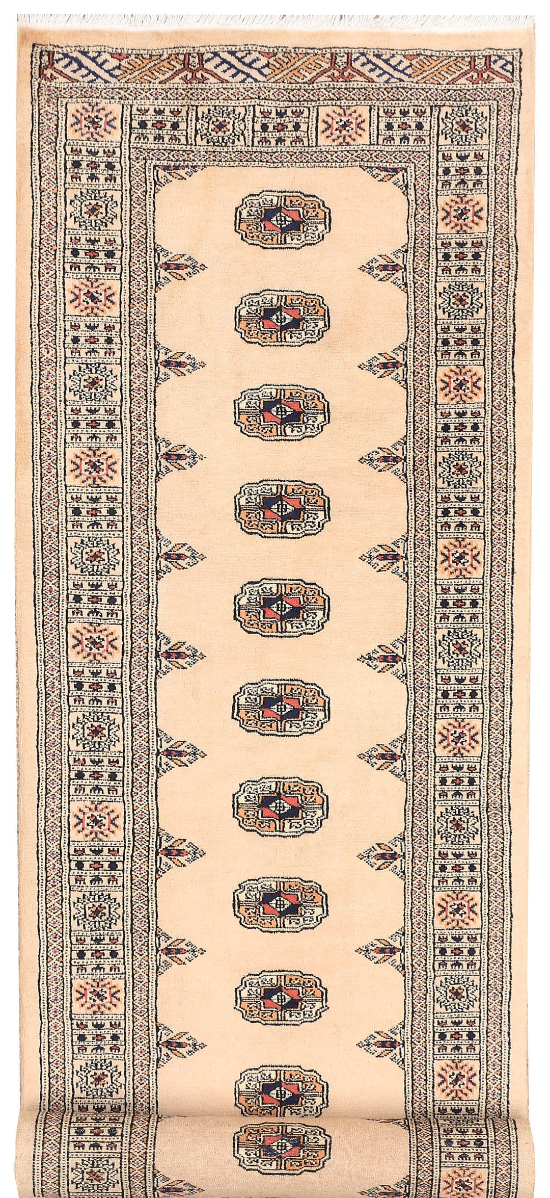 Antique White Bokhara 2' 7 x 10' - No. 45546 - ALRUG Rug Store