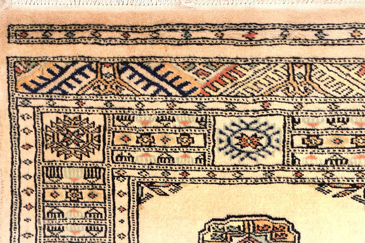 Antique White Bokhara 2'  6" x 10'  4" - No. QA74897