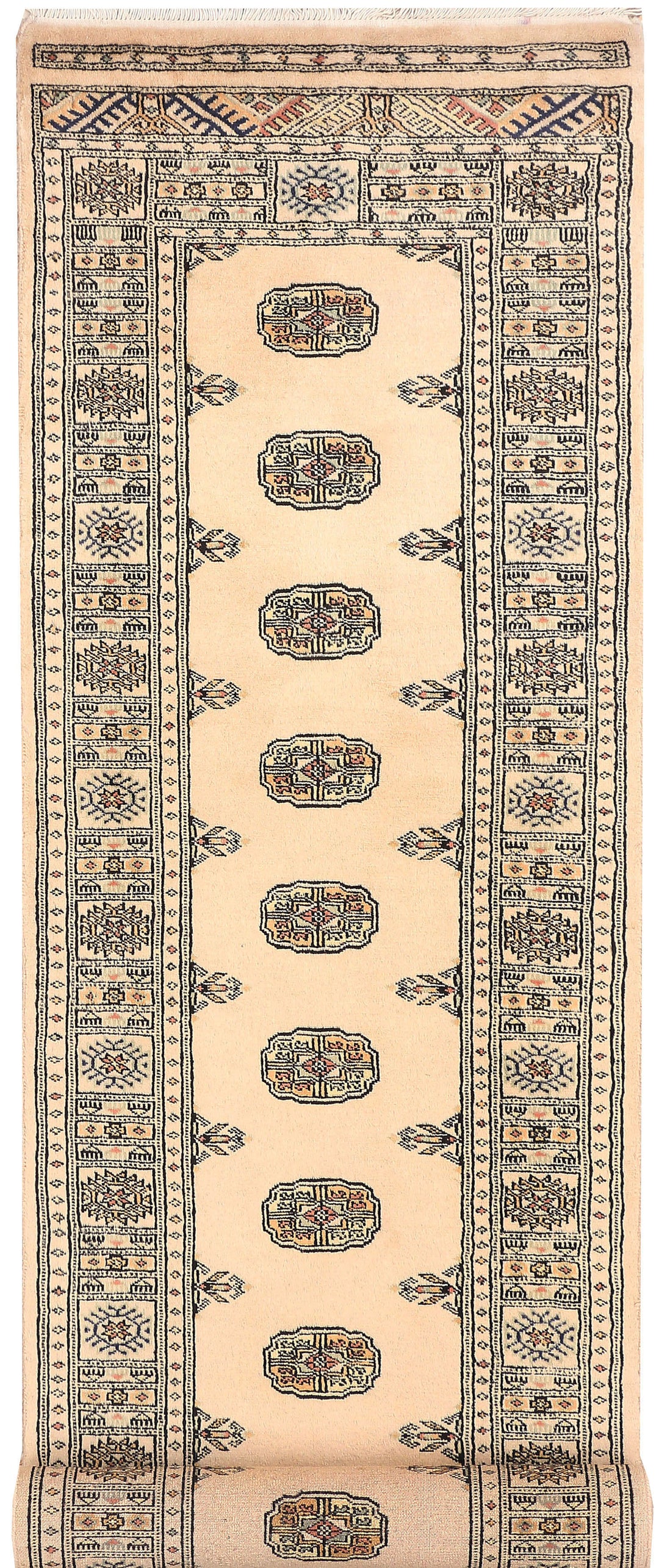 Antique White Bokhara 2' 6 x 10' 4 - No. 45583 - ALRUG Rug Store
