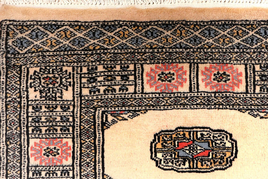 Antique White Bokhara 2'  7" x 11'  5" - No. QA71842