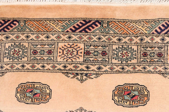 White Pakistani Bokhara Rug 4' x 6' 4 Hand-Knotted view
