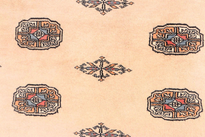 White Pakistani Bokhara Rug 4' 2 x 6' 1 Hand-Knotted close-up