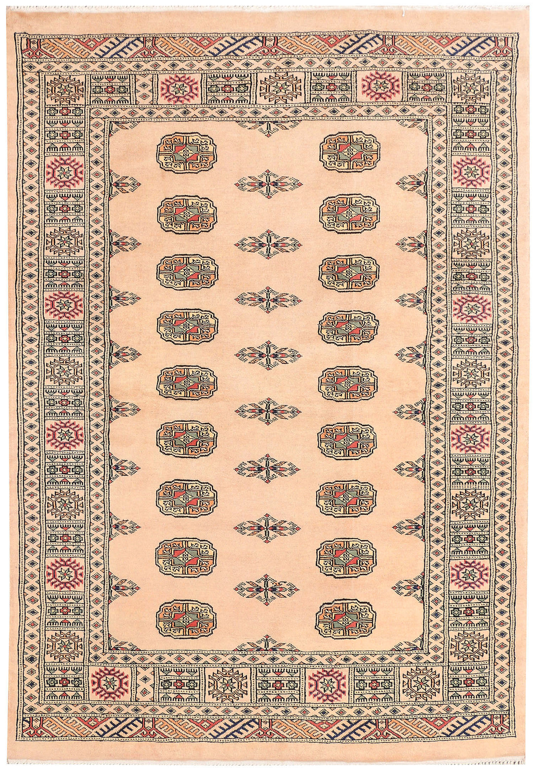 Pakistani Bokhara Rug 4' 1 x 6' 1 Hand-Knotted