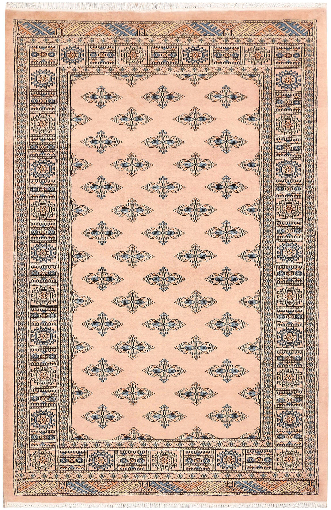 White Pakistani Butterfly Rug 4' 2 x 6' 3 Hand-Knotted