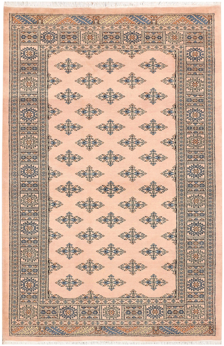 White Pakistani Butterfly Rug 4' 2 x 6' 3 Hand-Knotted