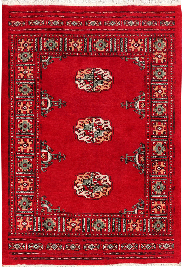 Red Bokhara 3' 2 x 4' 6 - No. 46173 - ALRUG Rug Store