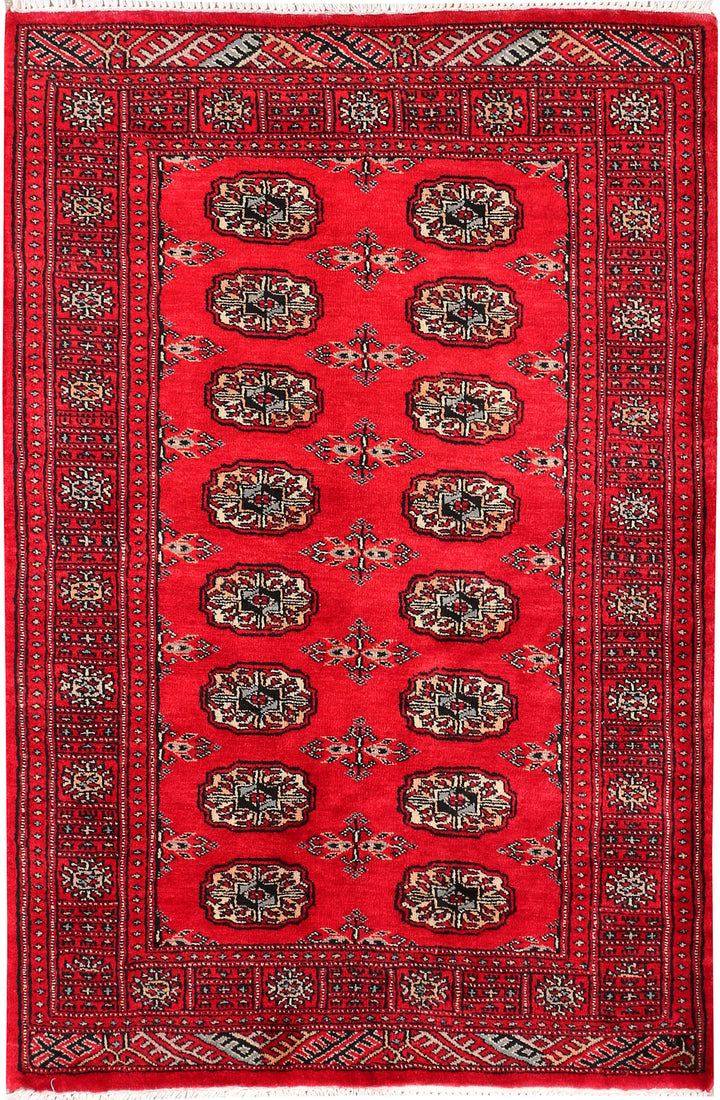 Red Bokhara 3' 2 x 4' 10 - No. 46194 - ALRUG Rug Store