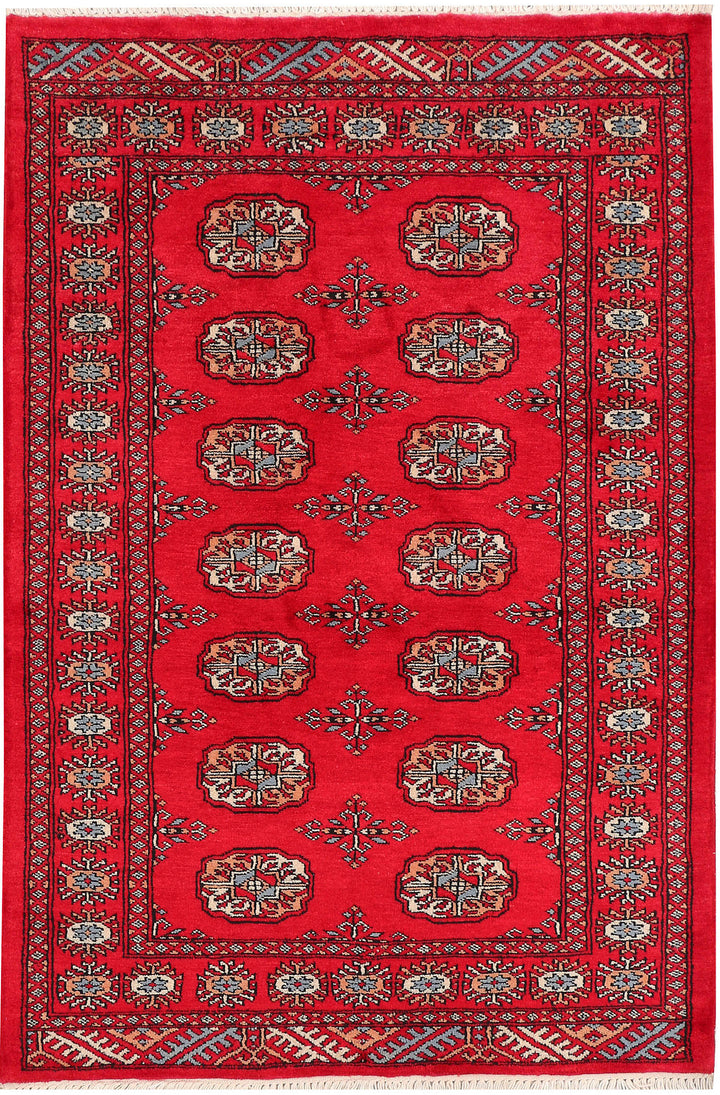 Red Bokhara 3' 2 x 4' 10 - No. 46302 - ALRUG Rug Store