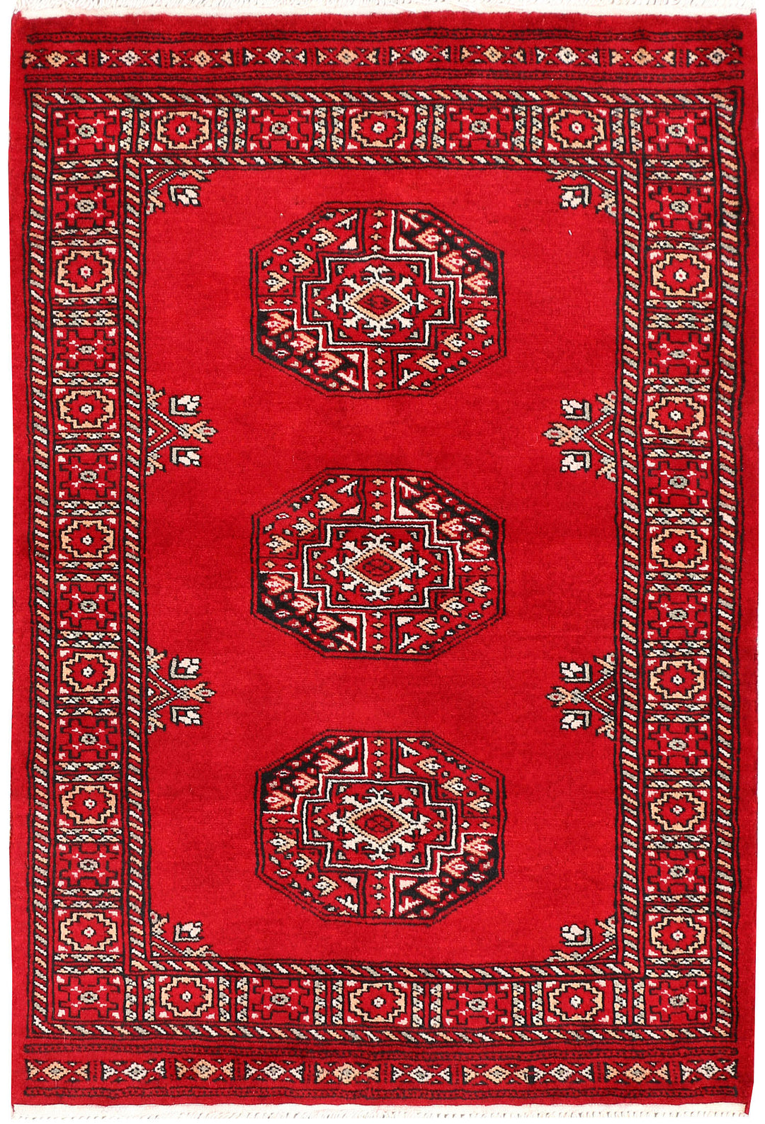 Red Pakistani Fil Pa Rug 2' 8" x 3' 10" Hand-Knotted