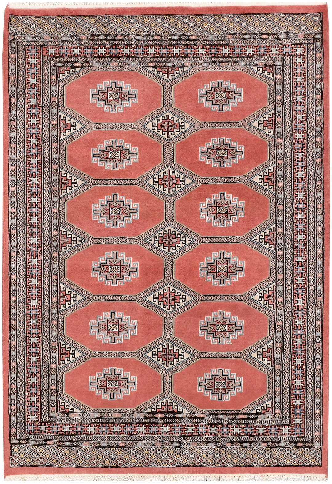 Light Coral Pakistani Jaldar Rug 4' 2" x 5' 11" Hand-Knotted