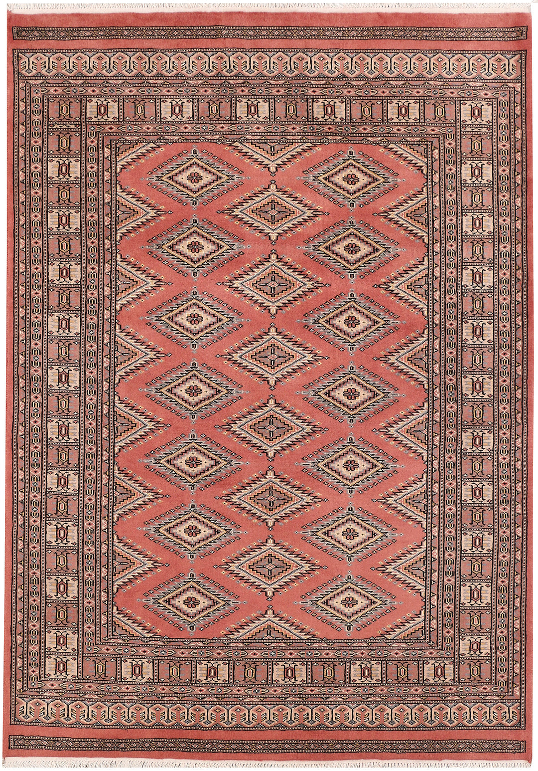 Salmon Jaldar Rug 4' 3" x 6' Hand-Knotted