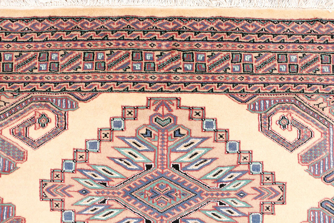 White Caucasian Oriental Rug 4' 3 x 6' Hand-Knotted view