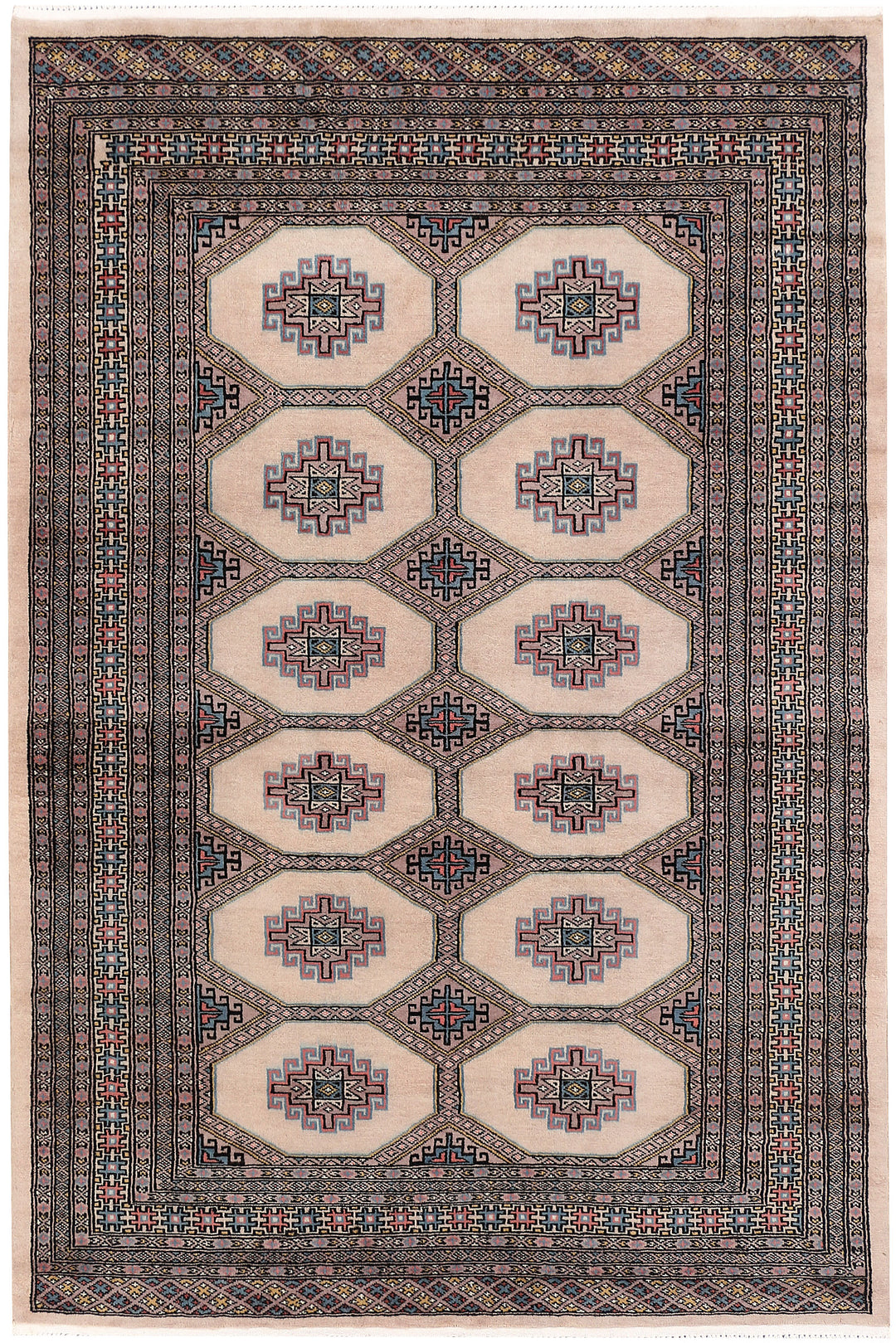 Tan Pakistani Jaldar Rug 4' 1 x 6' 3 Hand-Knotted