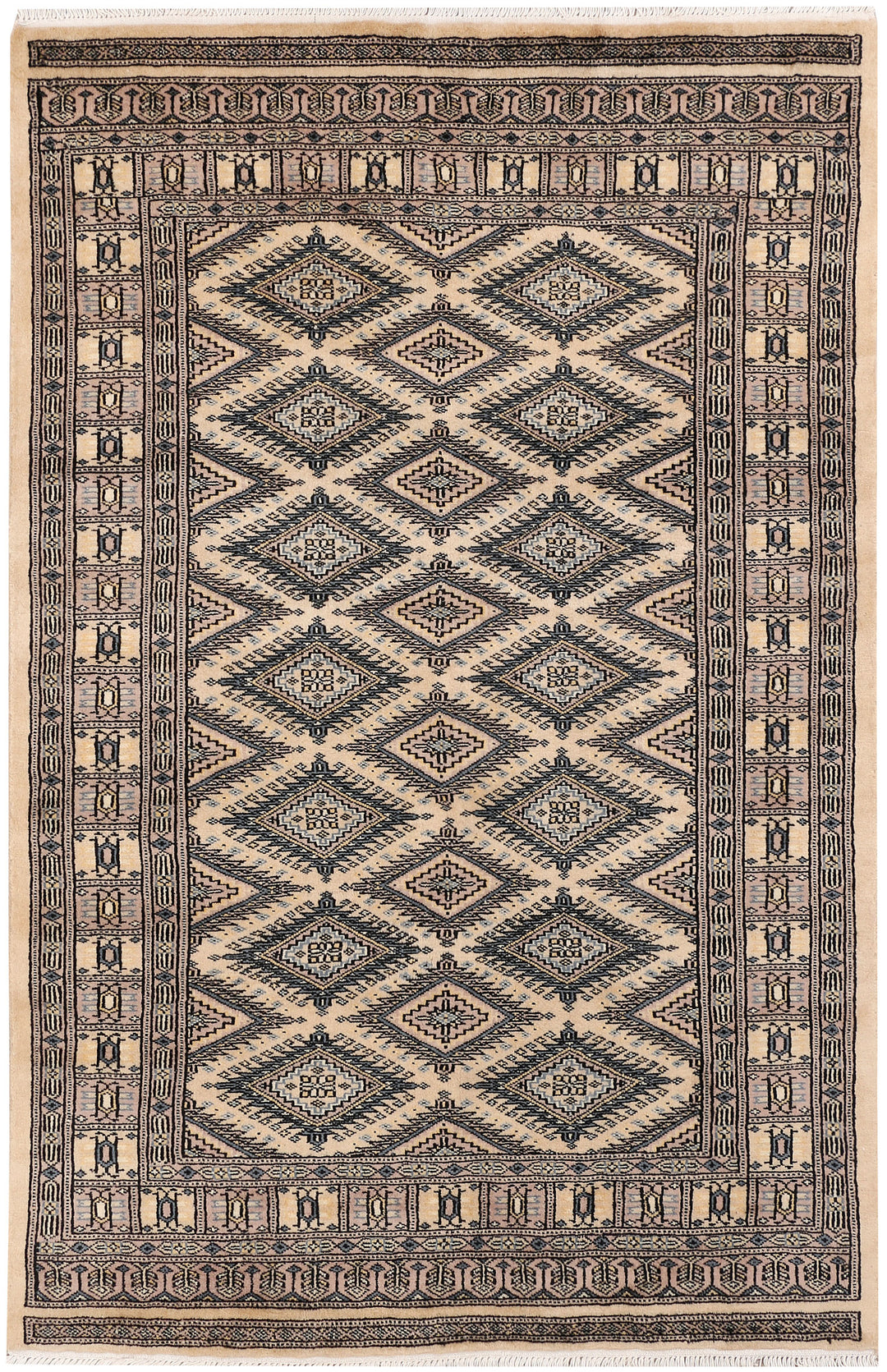 Wheat Pakistani Jaldar Rug 3' 11 x 6' 3 Hand-Knotted