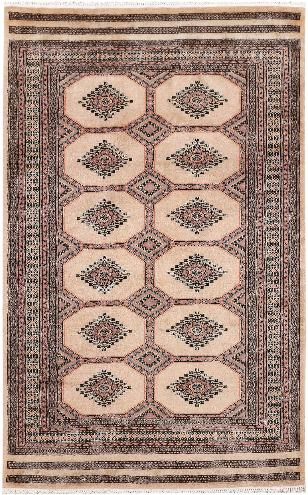 Tan Pakistani Jaldar Rug 4' 2 x 6' 6 Hand-Knotted