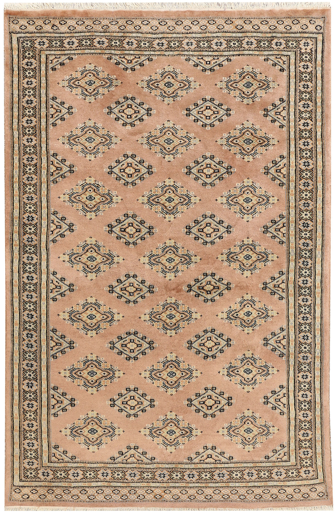 Tan Afghan Jaldar Rug 4' x 6'1" Hand-Knotted