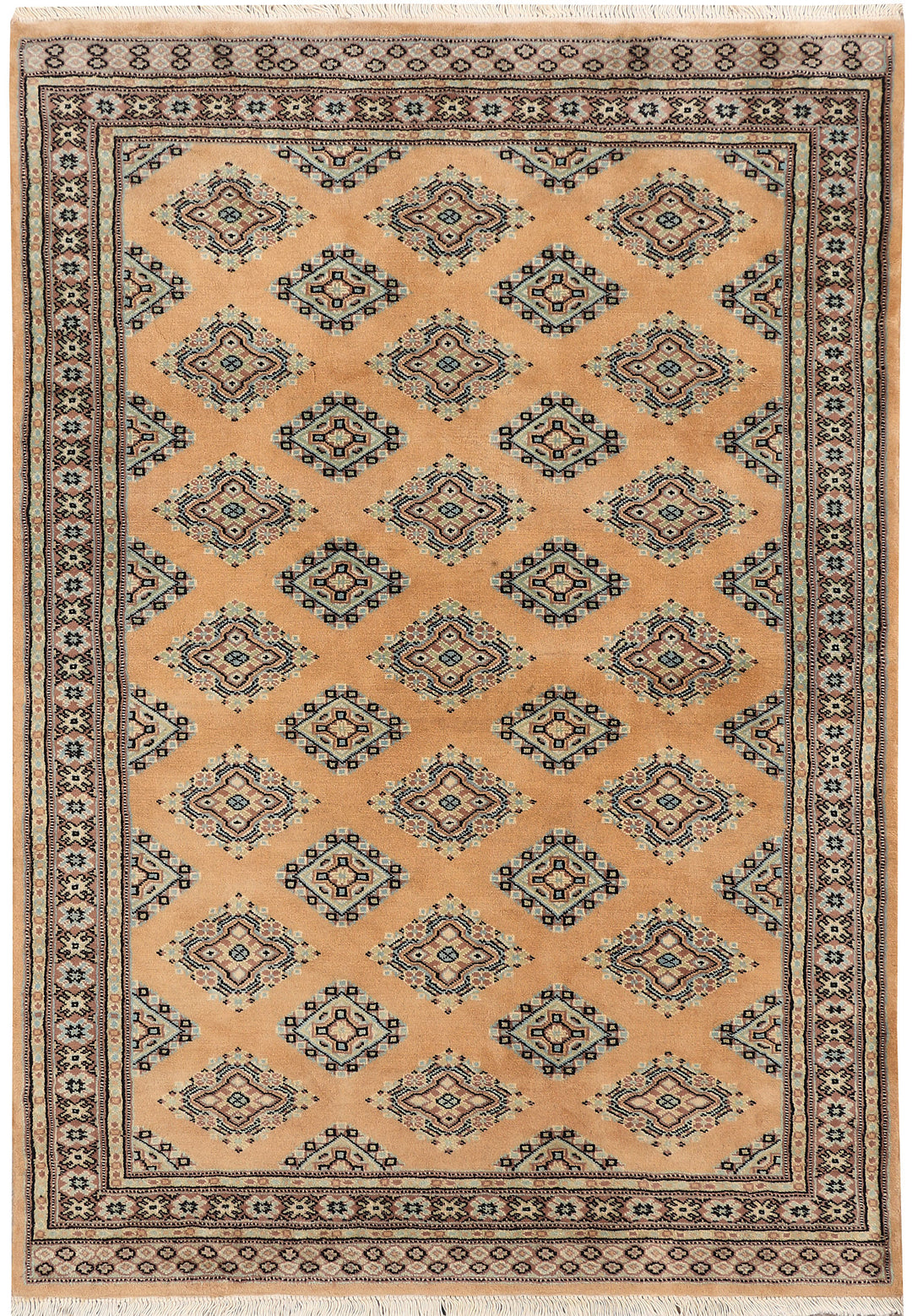 Tan Pakistani Jaldar Rug 4'2" x 6'1" Hand-Knotted