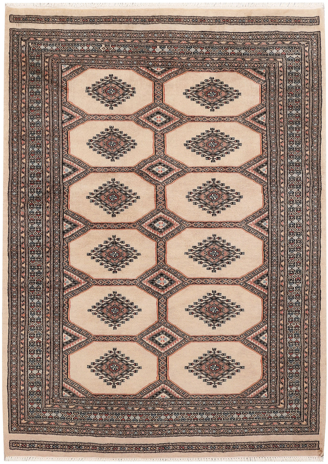 Wheat Afghan Jaldar Rug 4' x 5' 7" Hand-Knotted