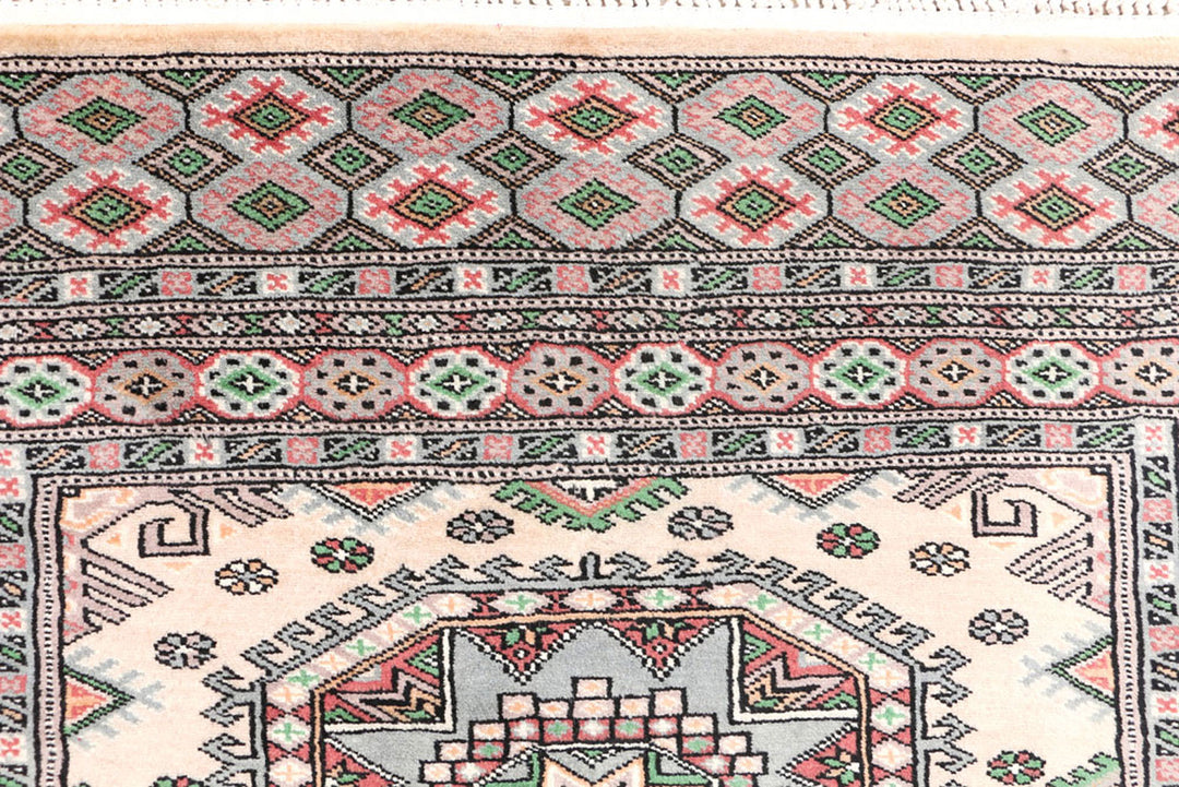 White Caucasian Rug 3'4" x 5'8" Hand-Knotted view