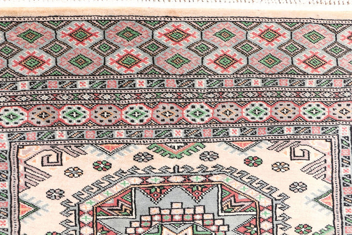 White Caucasian Rug 3'4" x 5'8" Hand-Knotted view