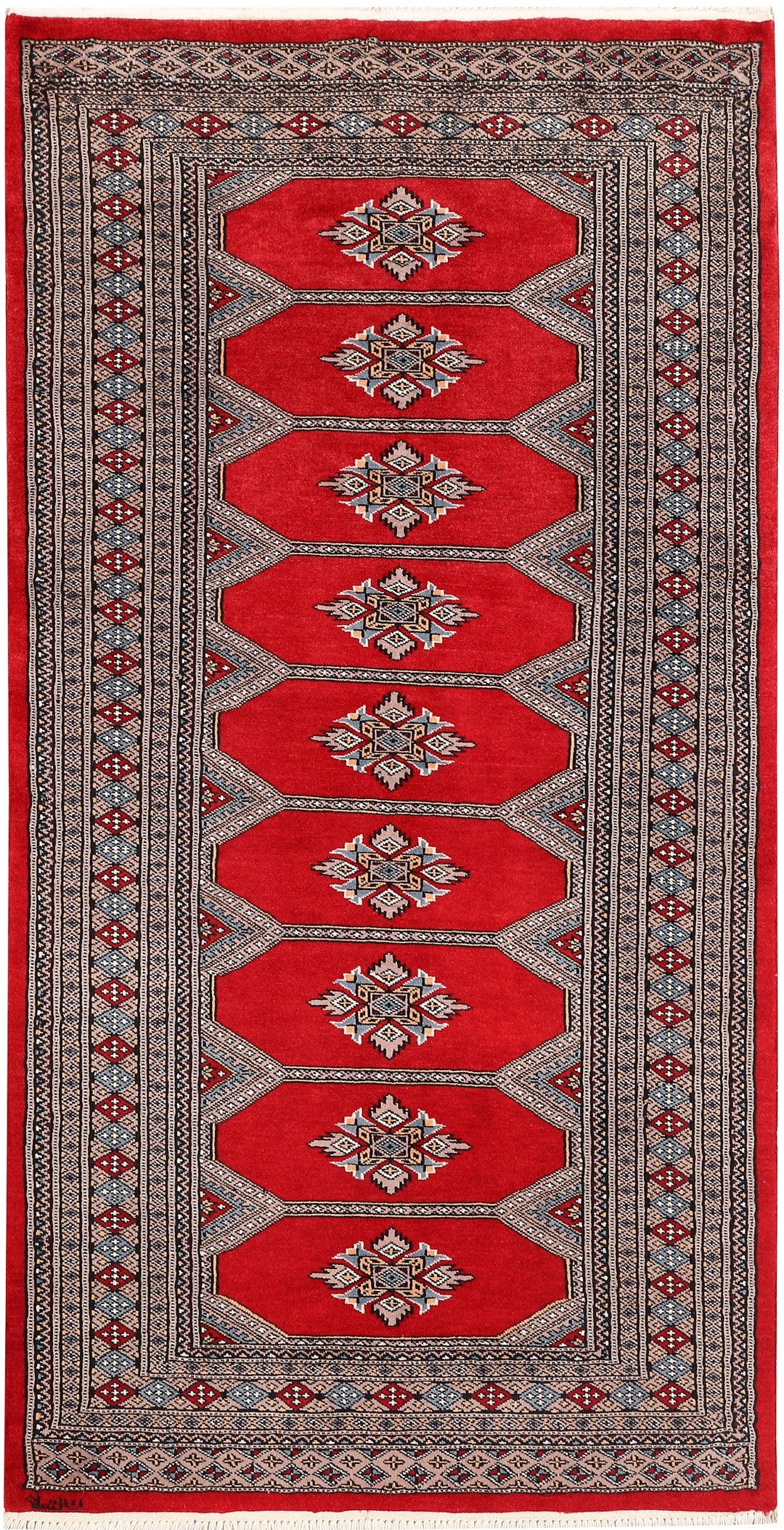 Red Pakistani Jaldar Rug 3' 1 x 6' 1 Hand-Knotted