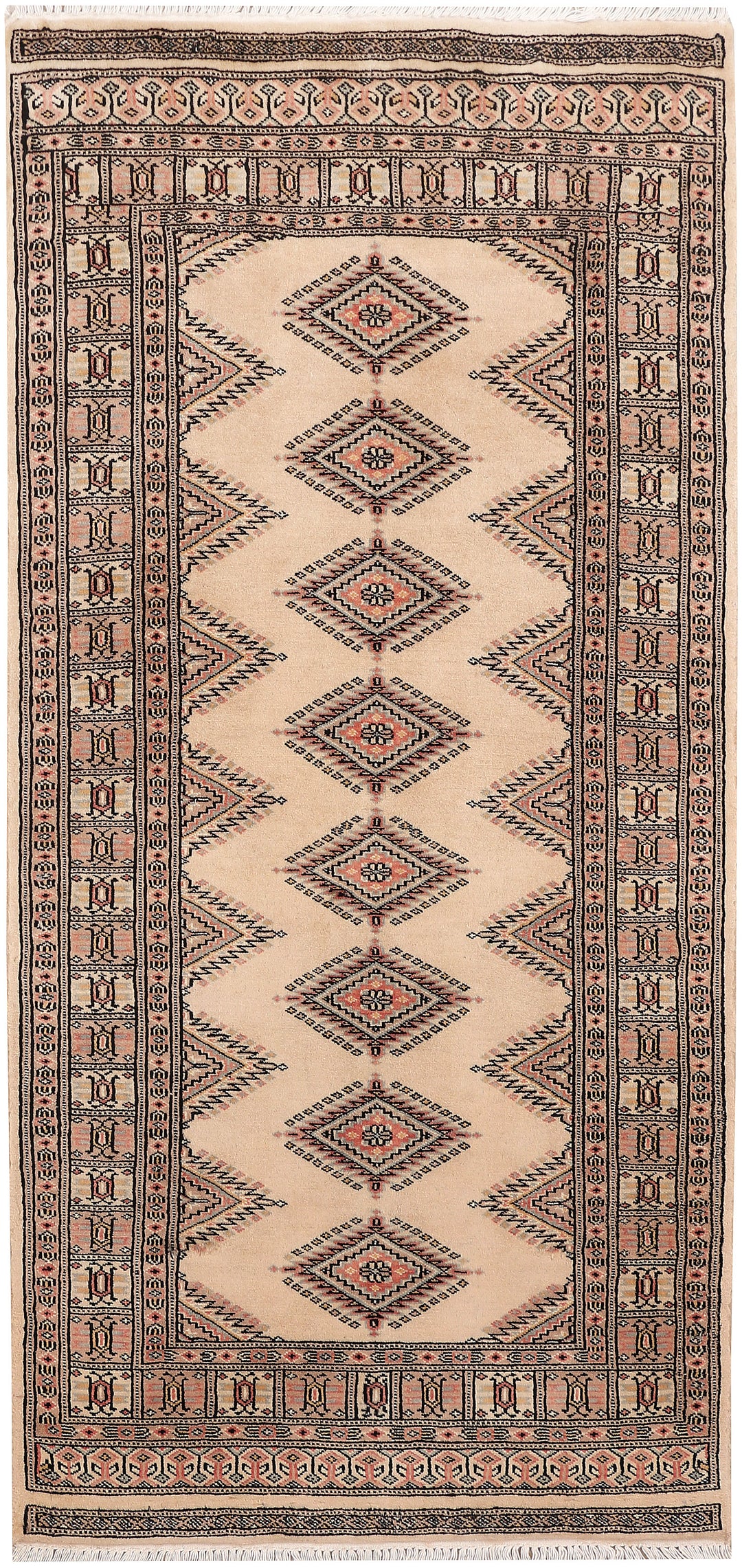 Tan Pakistani Jaldar Rug 3' x 6' 4" Hand-Knotted