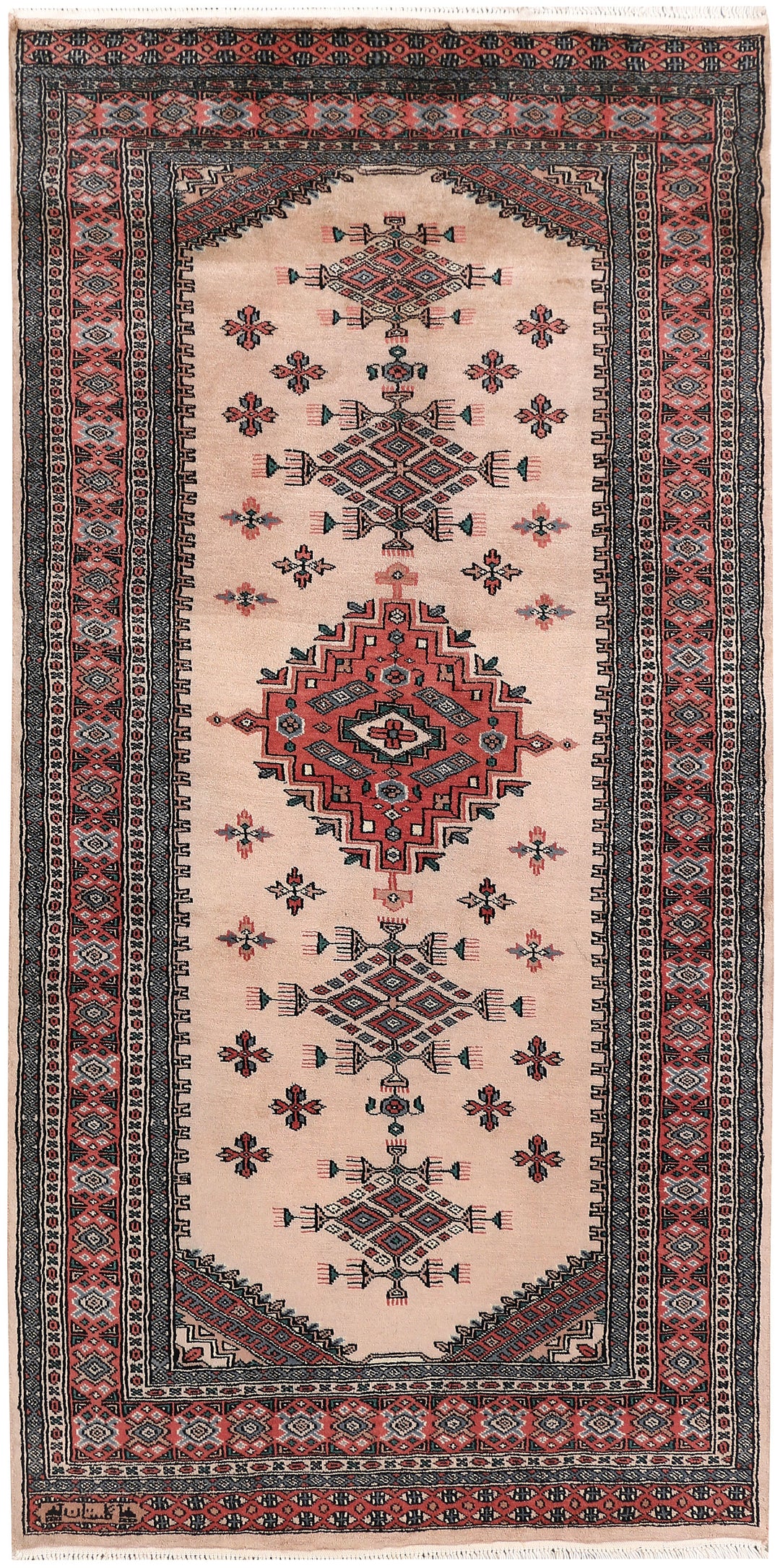 Tan Caucasian Oriental Rug 3' 4" x 6' 8" Hand-Knotted