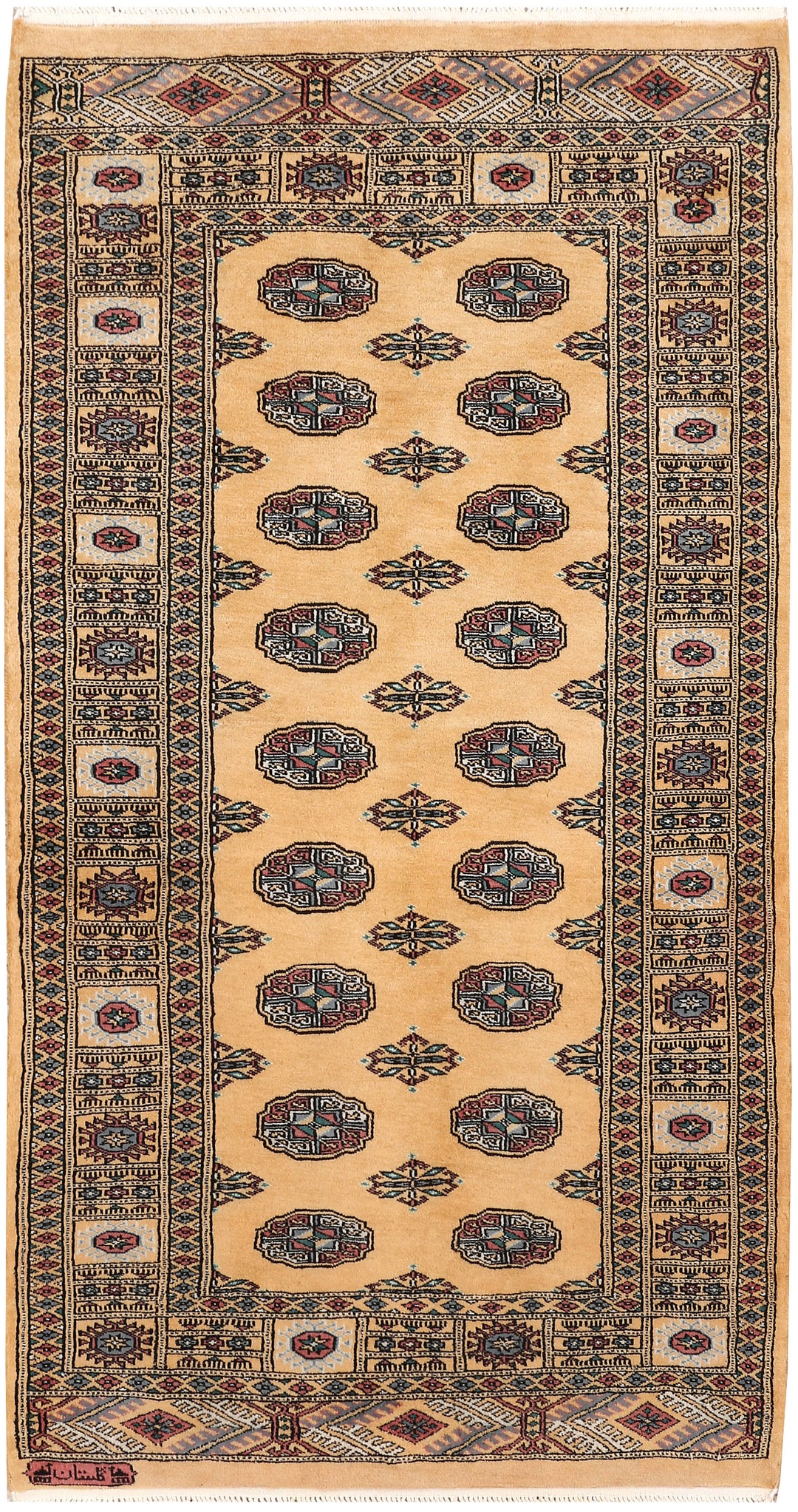 Pakistani Bokhara Rug 3' 1 x 5' 10 Hand-Knotted