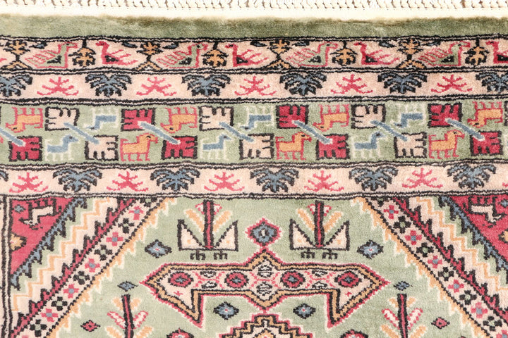 Dark Sea Green Caucasian 3' 2 x 6' 1 - No. 47167 - ALRUG Rug Store