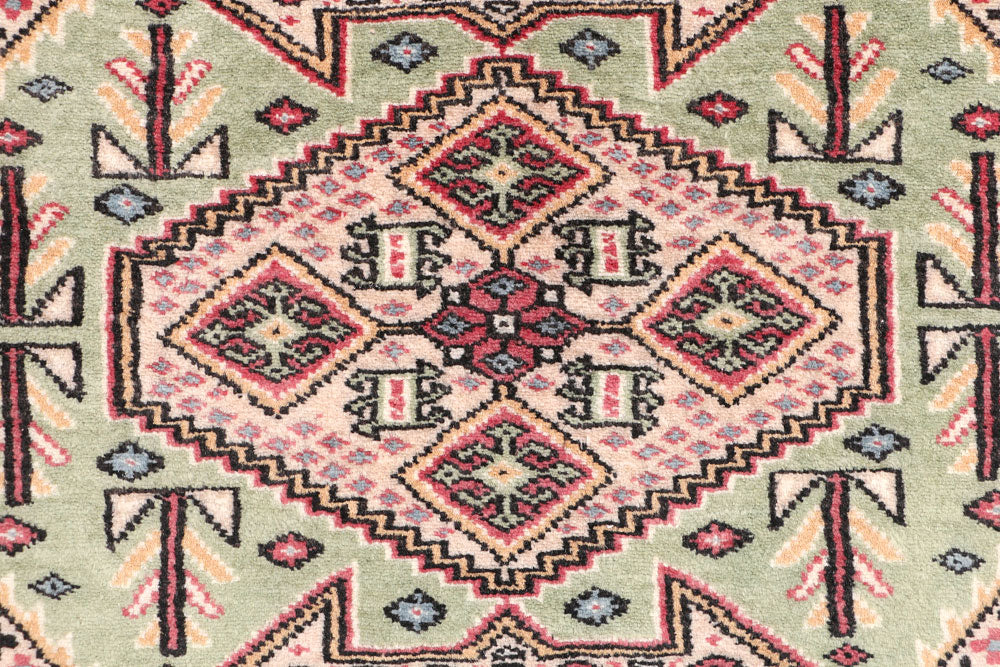 Dark Sea Green Caucasian 3' 2 x 6' 1 - No. 47167 - ALRUG Rug Store