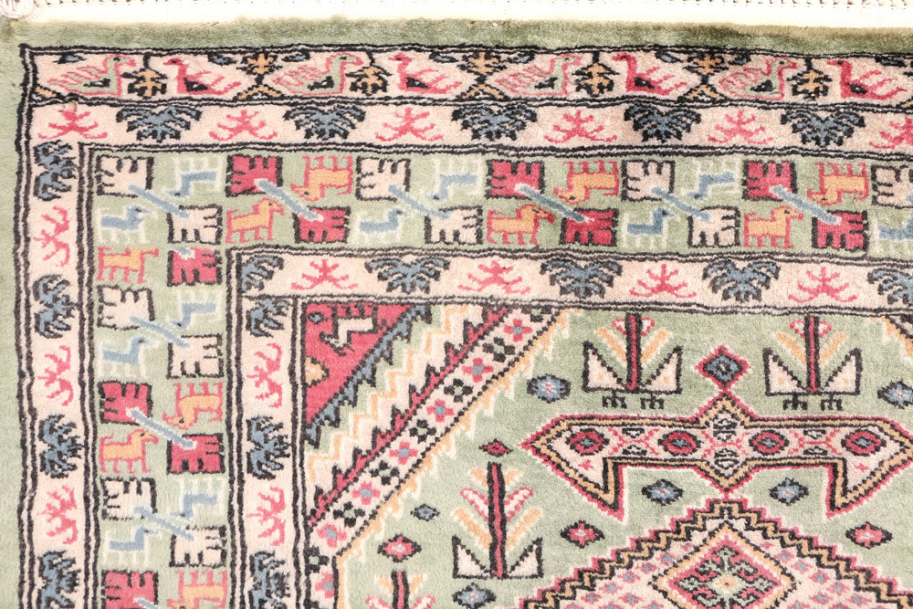 Dark Sea Green Caucasian 3' 1 x 6' 1 - No. 47172 - ALRUG Rug Store