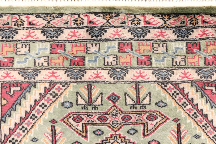 Dark Sea Green Caucasian 3' 1 x 6' 1 - No. 47172 - ALRUG Rug Store