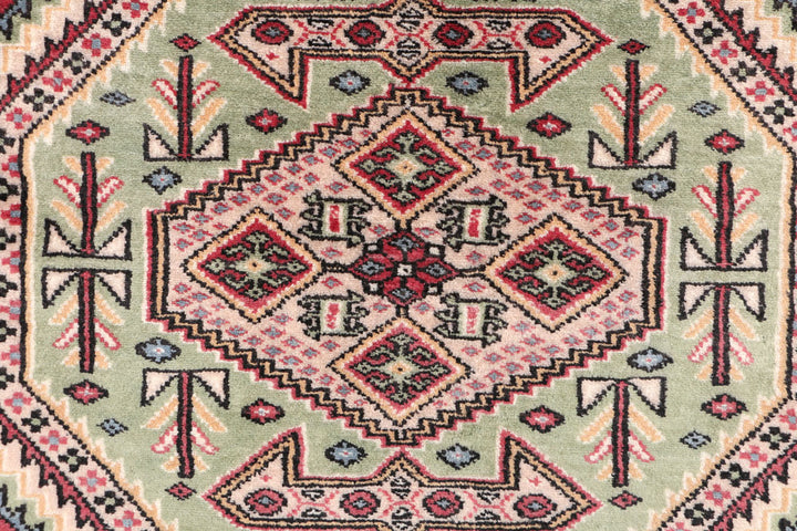 Dark Sea Green Caucasian 3' 1 x 6' 1 - No. 47172 - ALRUG Rug Store