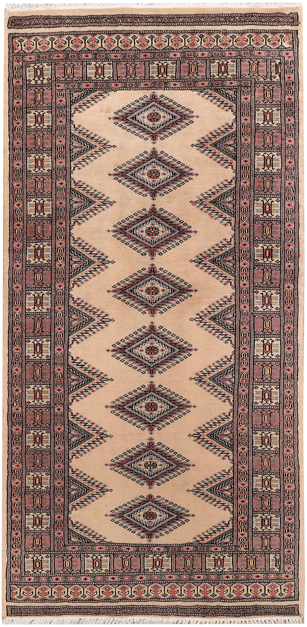 Tan Pakistani Jaldar Rug 3' x 6' Hand-Knotted