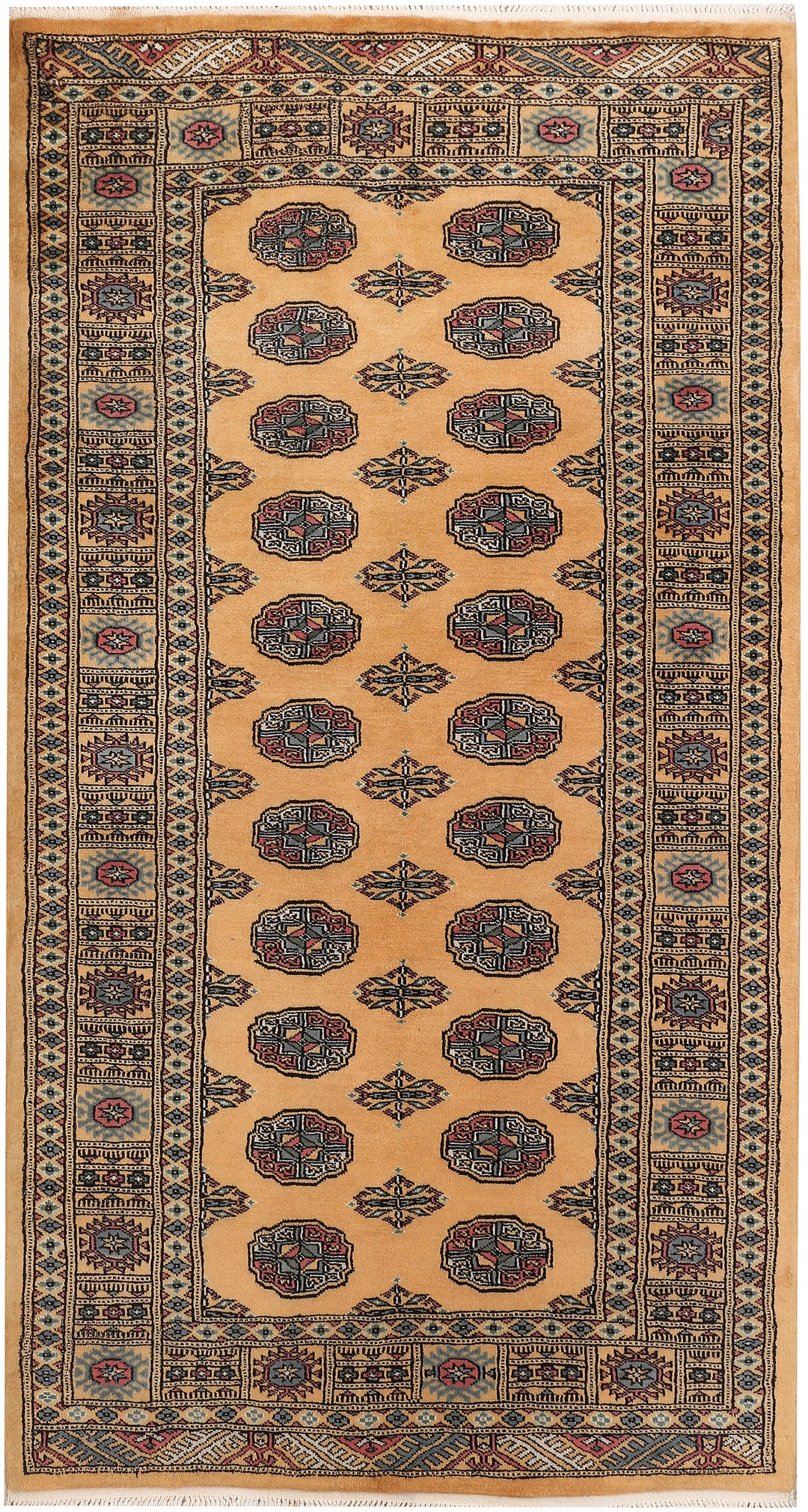 Afghan Bokhara Rug 3' 3" x 6' Hand-Knotted