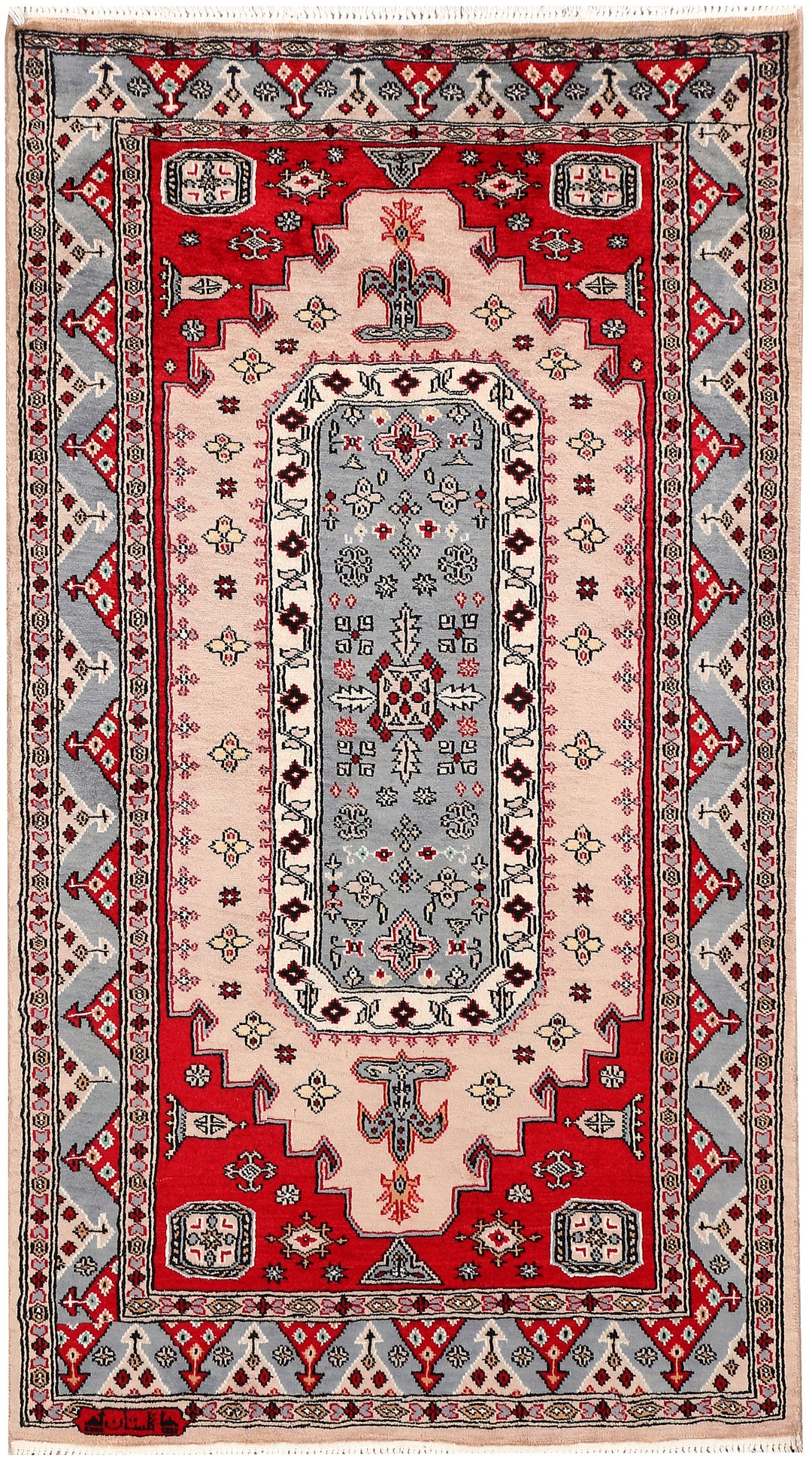 Tan Caucasian Oriental Rug 3'2" x 5'8" Hand-Knotted