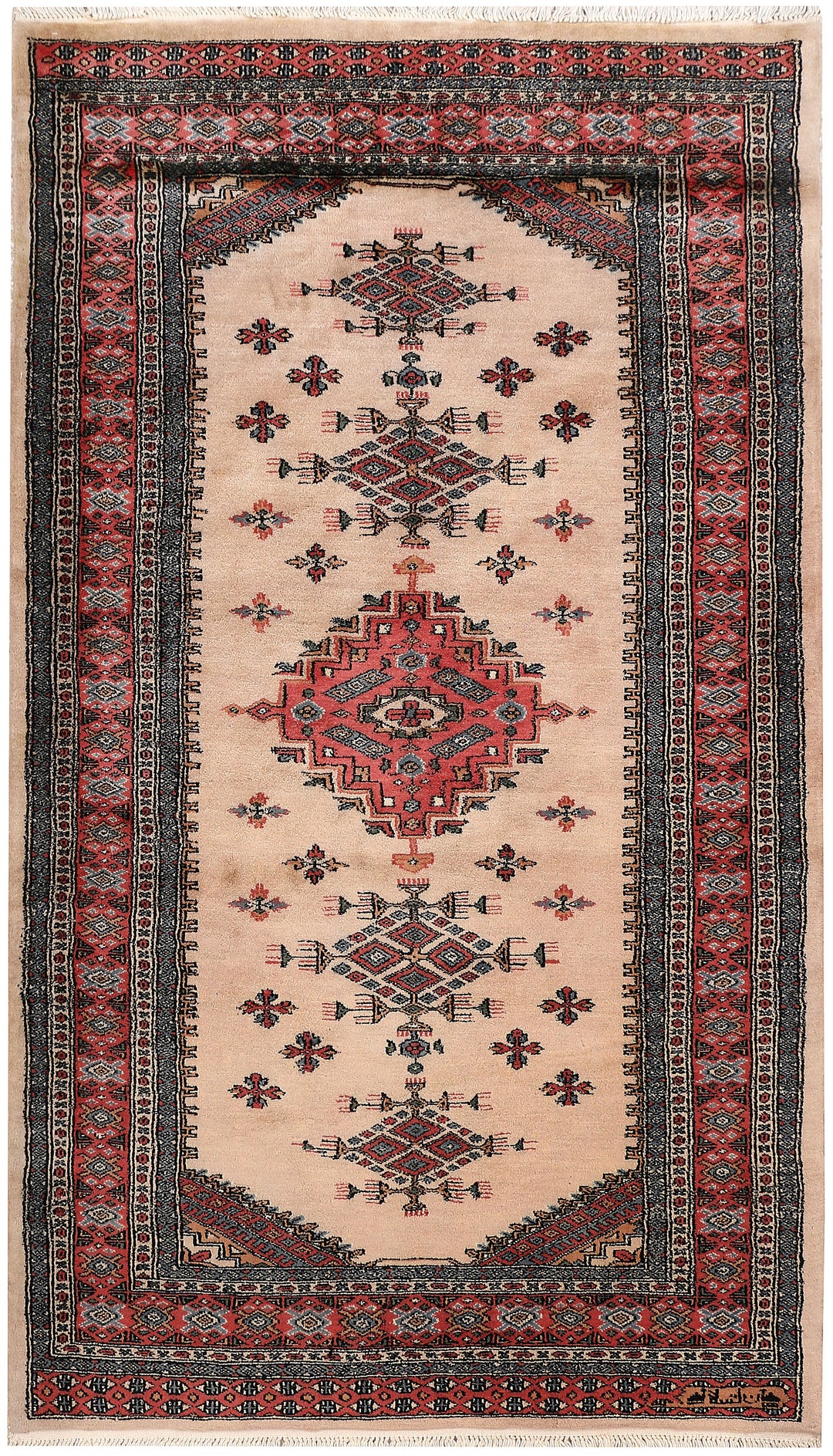 Tan Caucasian Oriental Rug 3' 6" x 5' 11" Hand-Knotted