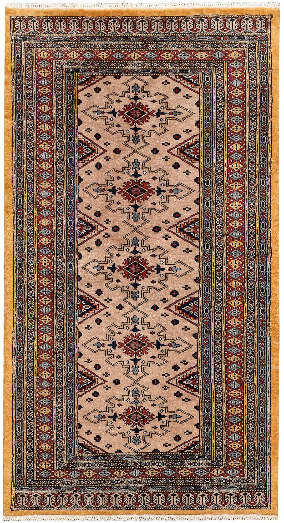 Tan Pakistani Jaldar Rug 3'1" x 5'8" Hand-Knotted