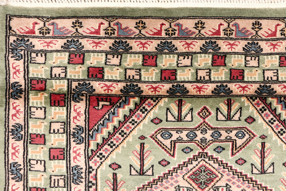 Dark Sea Green Caucasian 3' 1 x 6' 5 - No. 47225 - ALRUG Rug Store