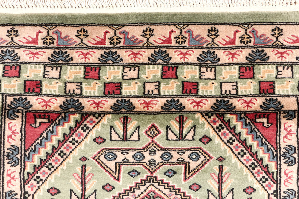 Dark Sea Green Caucasian 3' 1 x 6' 5 - No. 47225 - ALRUG Rug Store