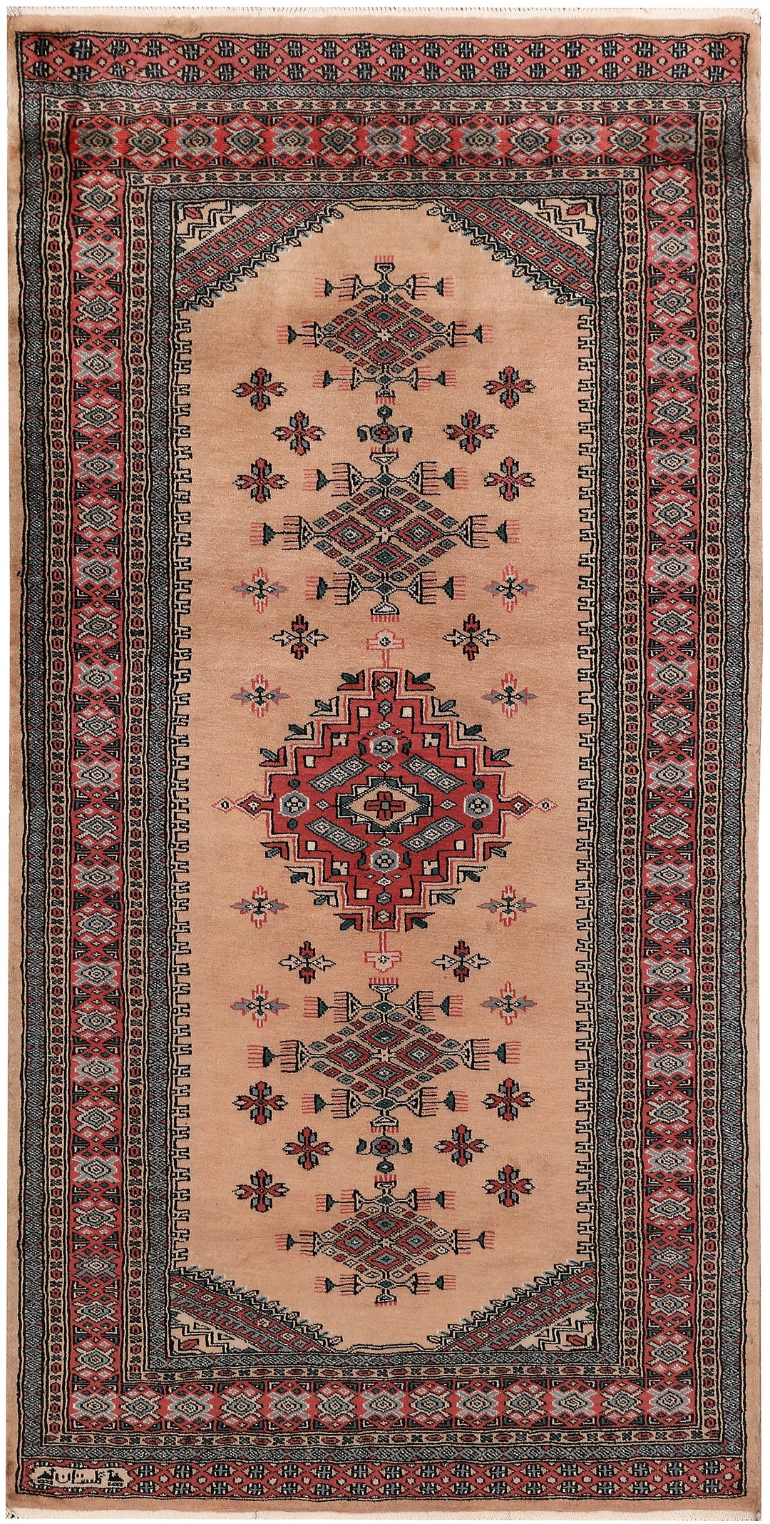 Tan Caucasian Rug 3'5" x 6'9" Hand-Knotted