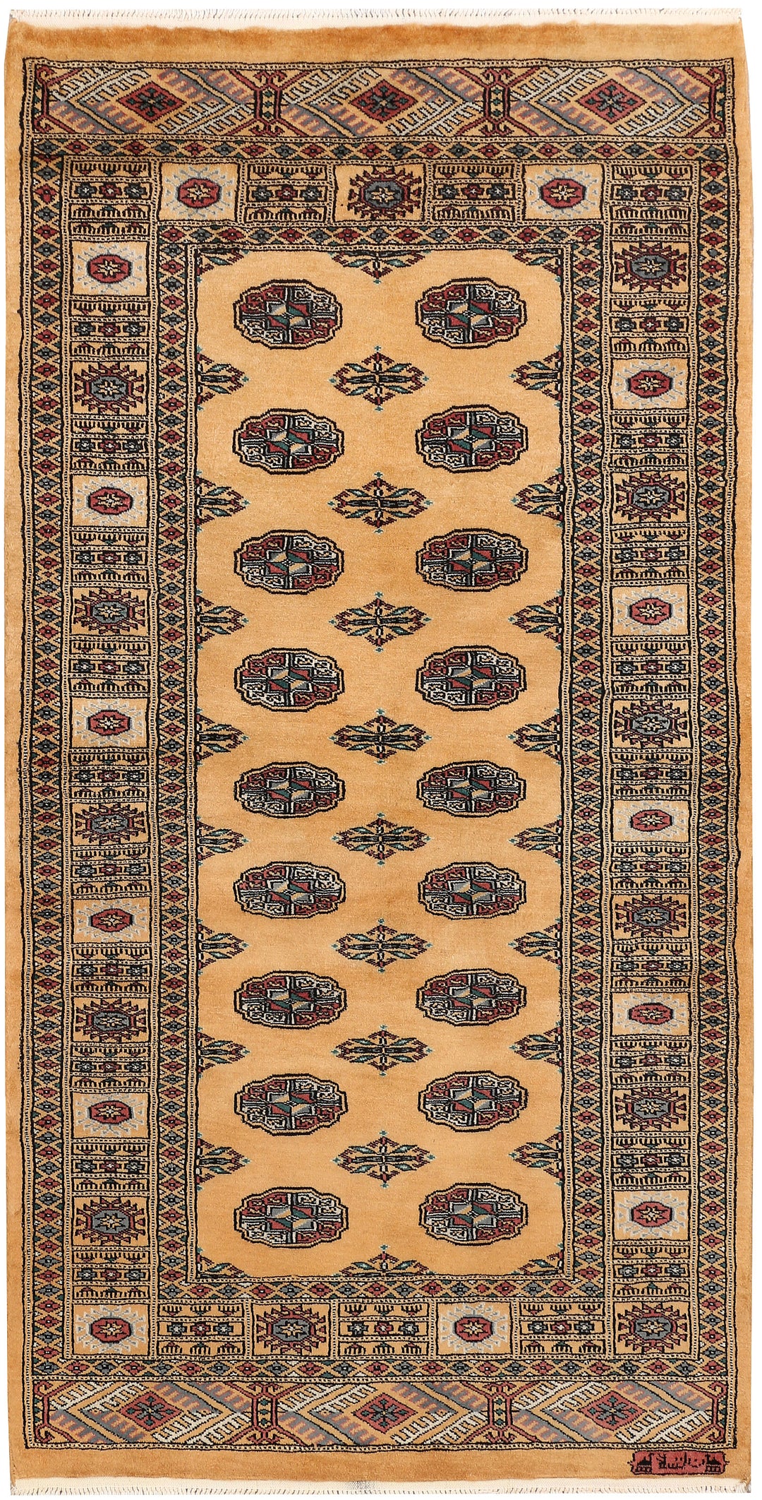 Pakistani Bokhara Rug 3' 1 x 5' 11 Hand-Knotted