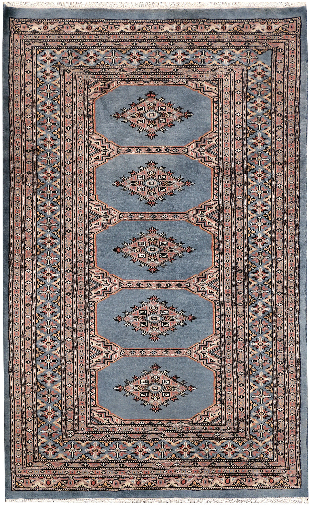 Light Slate Grey Pakistani Jaldar Rug 3' 2" x 5' Hand-Knotted